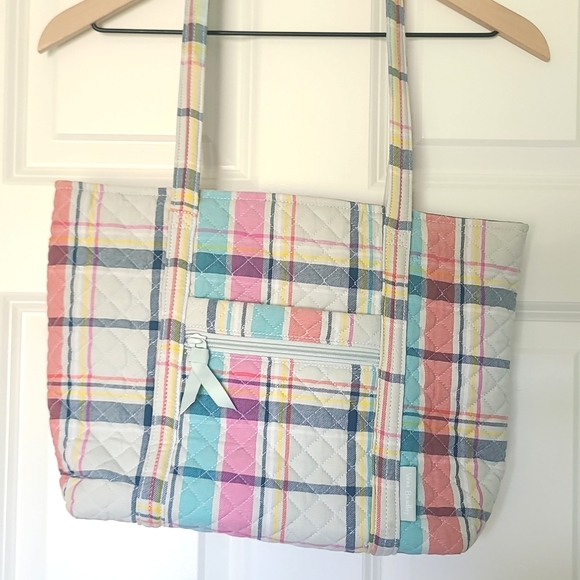 Vera Bradley Small Vera Tote - Pastel Plaid - Picture 1 of 3